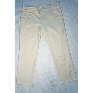LOFT‎ Embroidered Crop Pants Raw Hem Casual Trousers Beige Women's Size 12